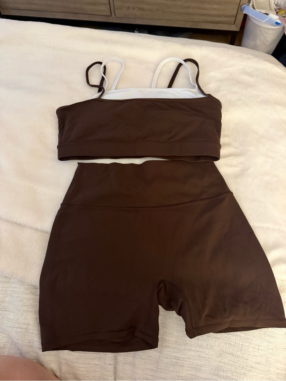 Abercrombie & Fitch Brown Active Crop Top and High-Waist Shorts Set